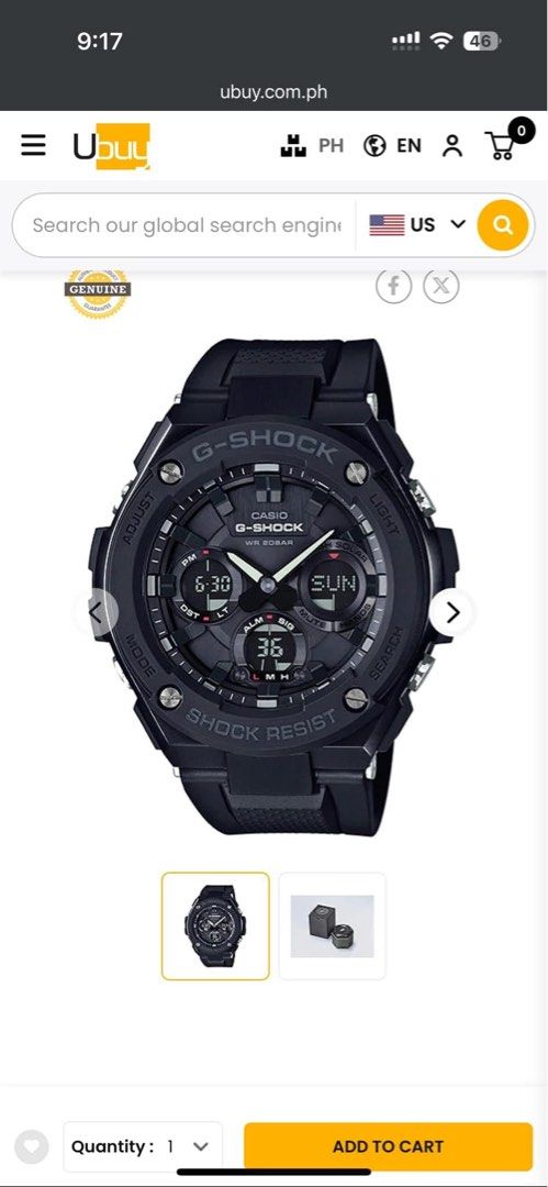 Gshock G Steel For strap replacement only (Category: Men's Watches) located in Taytay. Submitted by michidc (Listing ID 1340594117, Image 2). Description: FOR SALE RUSH‼️‼️ ₱6500 ONLY! RUSH PRICE G- Shock GSTS100G-1B G Steel Blackout 🔥🖤🔥 Tough Solar Complete package‼️ 9/10 condition Personal watch, Lady owned. Bought in Time Depot Mall of Asia with Warranty card Issue: Short Strap for Replacement only Lost hang tag Payments: BDO Loc: Taytay, R
