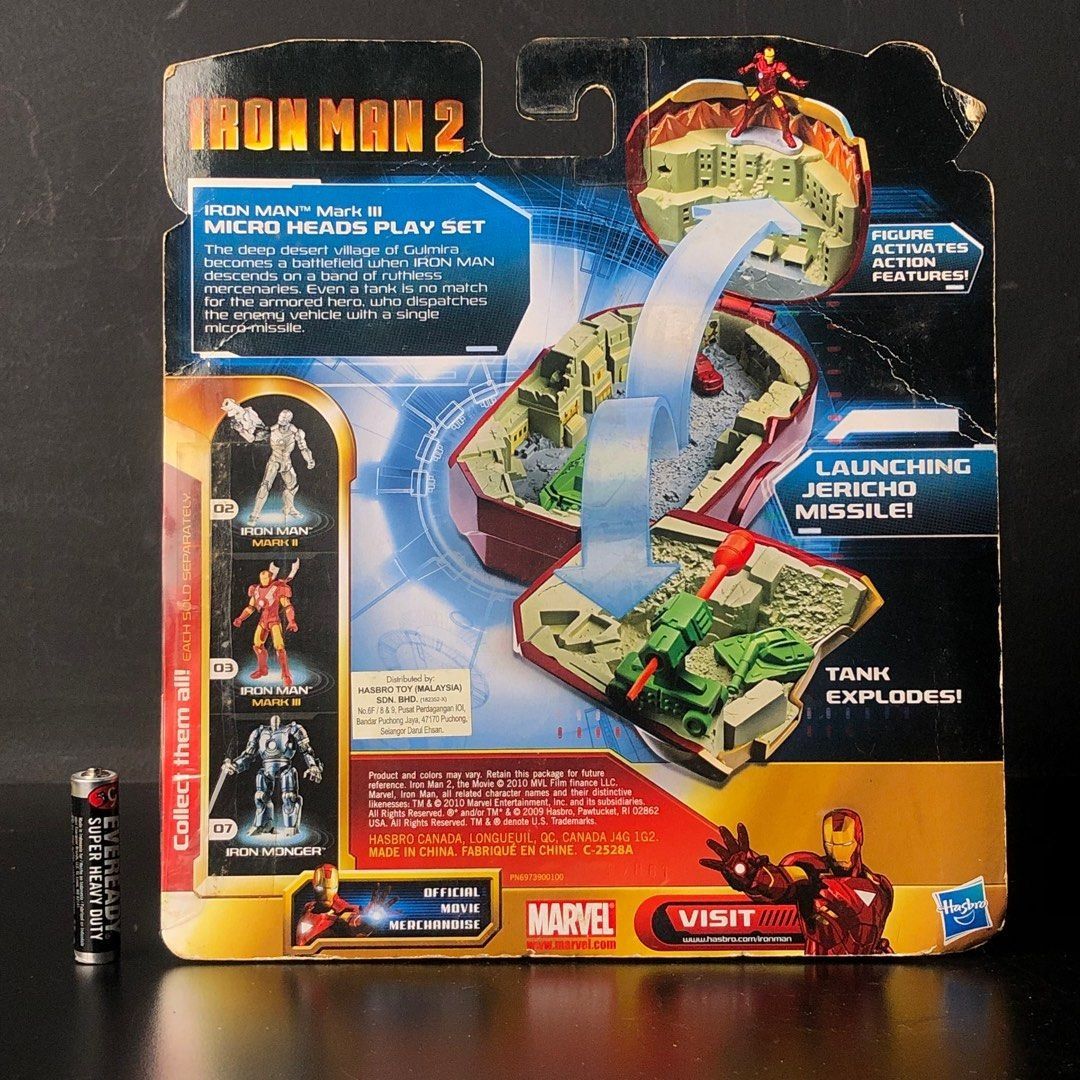 Hasbro Iron Man 2 Movie Series Mark III Micro Heads Playset Marvel ...