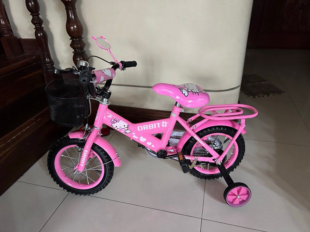 Hello Kitty Pink Bike with Training Wheels Sports Equipment Bicycles Parts Bicycles on Carousell
