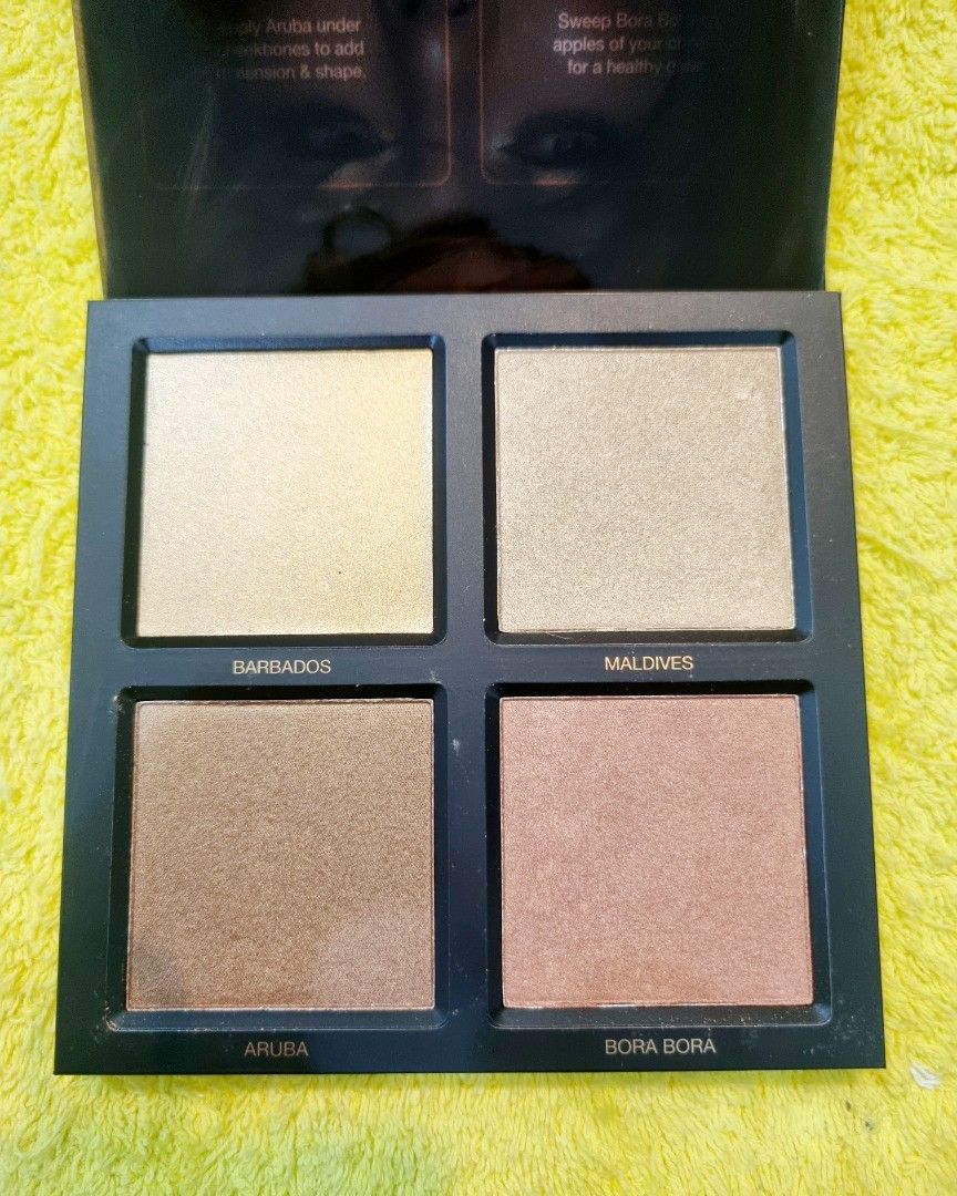 HUDA BEAUTY 3D HIGHLIGHTER PALETTE (Category: Makeup) located in Manila. Submitted by luxeclassyshop (Listing ID 1340589670, Image 1). Description: SHADE INCLUDED: - BARBADOS - MALDIVES - ARUBA - BORA BORA.