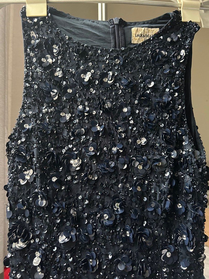 Navy Blue beaded dress (Category: Dresses) located in Santo Niño. Submitted by starrin (Listing ID 1340538431, Image 1). Description: best fits: small bust 34 waist 25-28 .