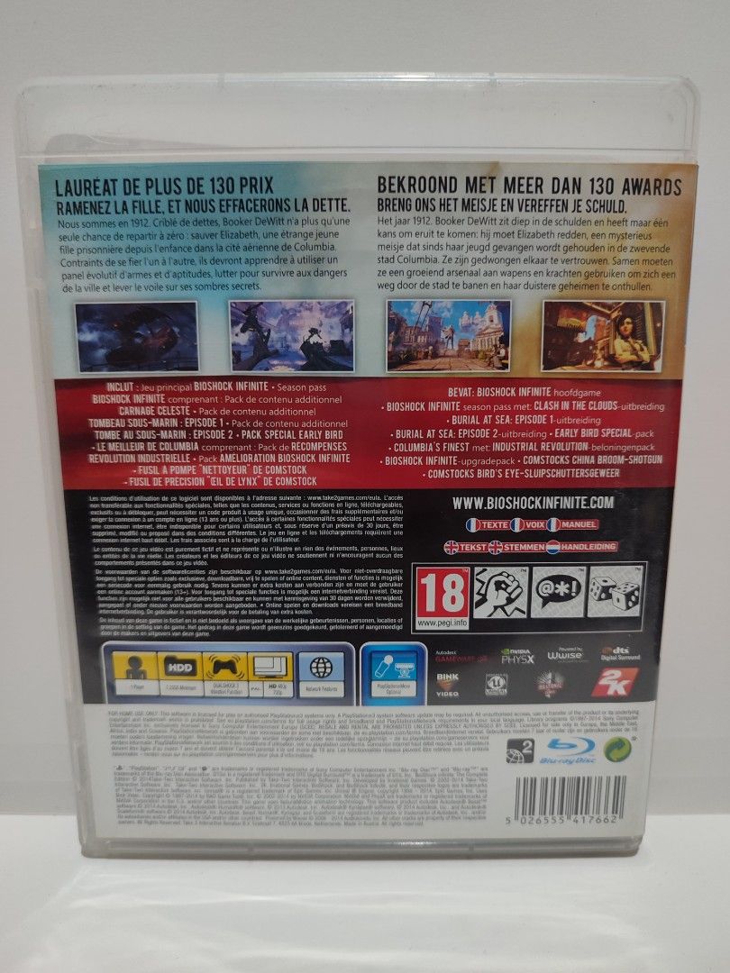 PS3 - Bioshock Infinite: The Complete Edition (PRE-LOVED) "EU" (Category: PlayStation) located in Mendez-Nunez. Submitted by sf2_gameshop (Listing ID 1340523992, Image 3). Description: PLEASE READ: This is the complete version with complete DLC in the disc that you can install via disc. Please note the the cover and manual is written in German, but the in-game text and voice are English. CONDITION: Pre-loved item, still in good condition. Install