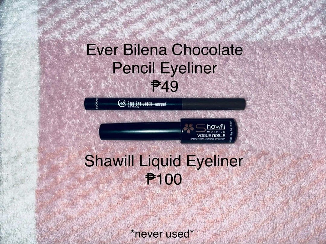 SALE! Pre-loved Makeup (Category: Makeup) located in Santo Tomas. Submitted by knathrift (Listing ID 1340565578, Image 1). Description: •Shawill Primer/Concealer - 59 •Shawill Eyeshadow Palette - 110 •E.B. Chocolate Pencil Eyeliner - 49 •Shawill Liquid Eyeliner - 100 •Shawill BB Cream - 80 •Shawill Face Primer - 119 •Pinkflash Duo Highlight/Contour Stick - 129 •Shawill Makeup Mist - 69 •If TAKE ALL - 409 Rfs: Decluttering Note: Still in good cond