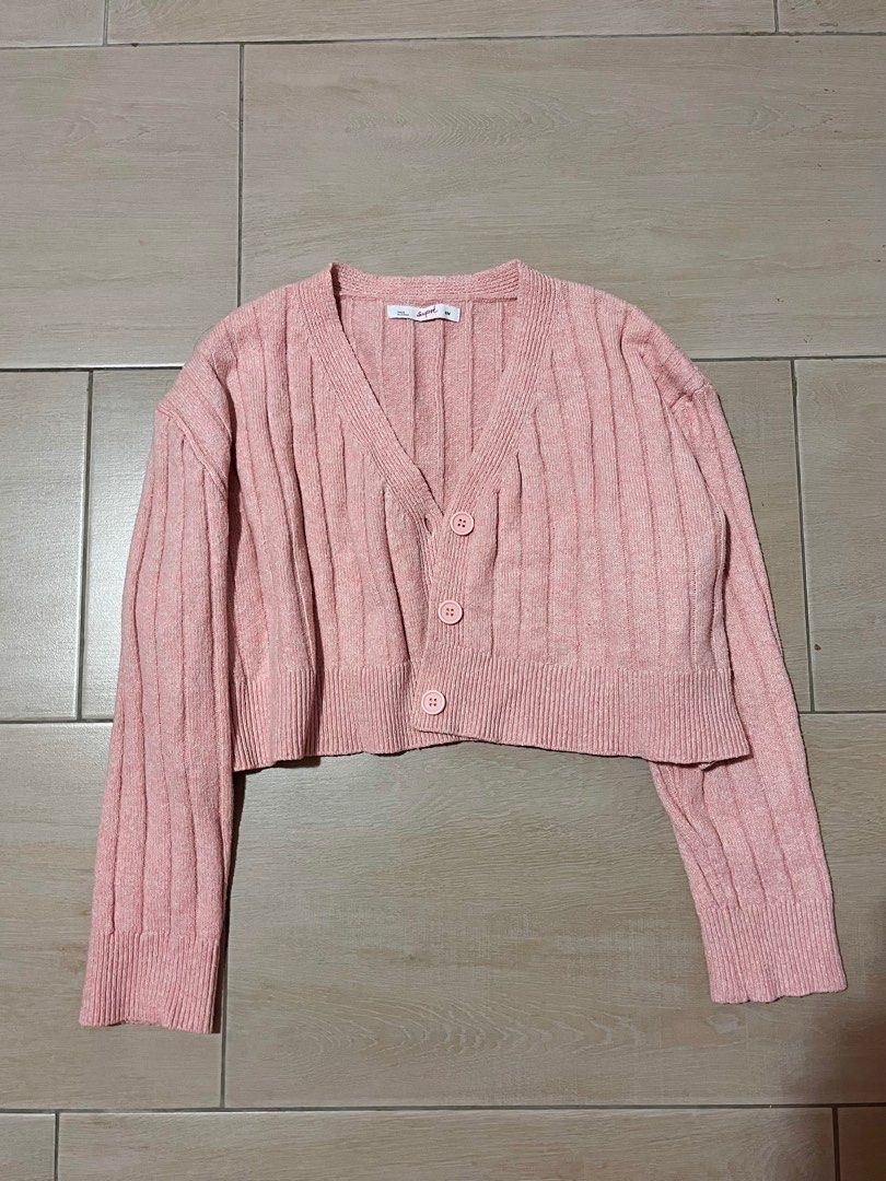Supre pink knit crop cardigan