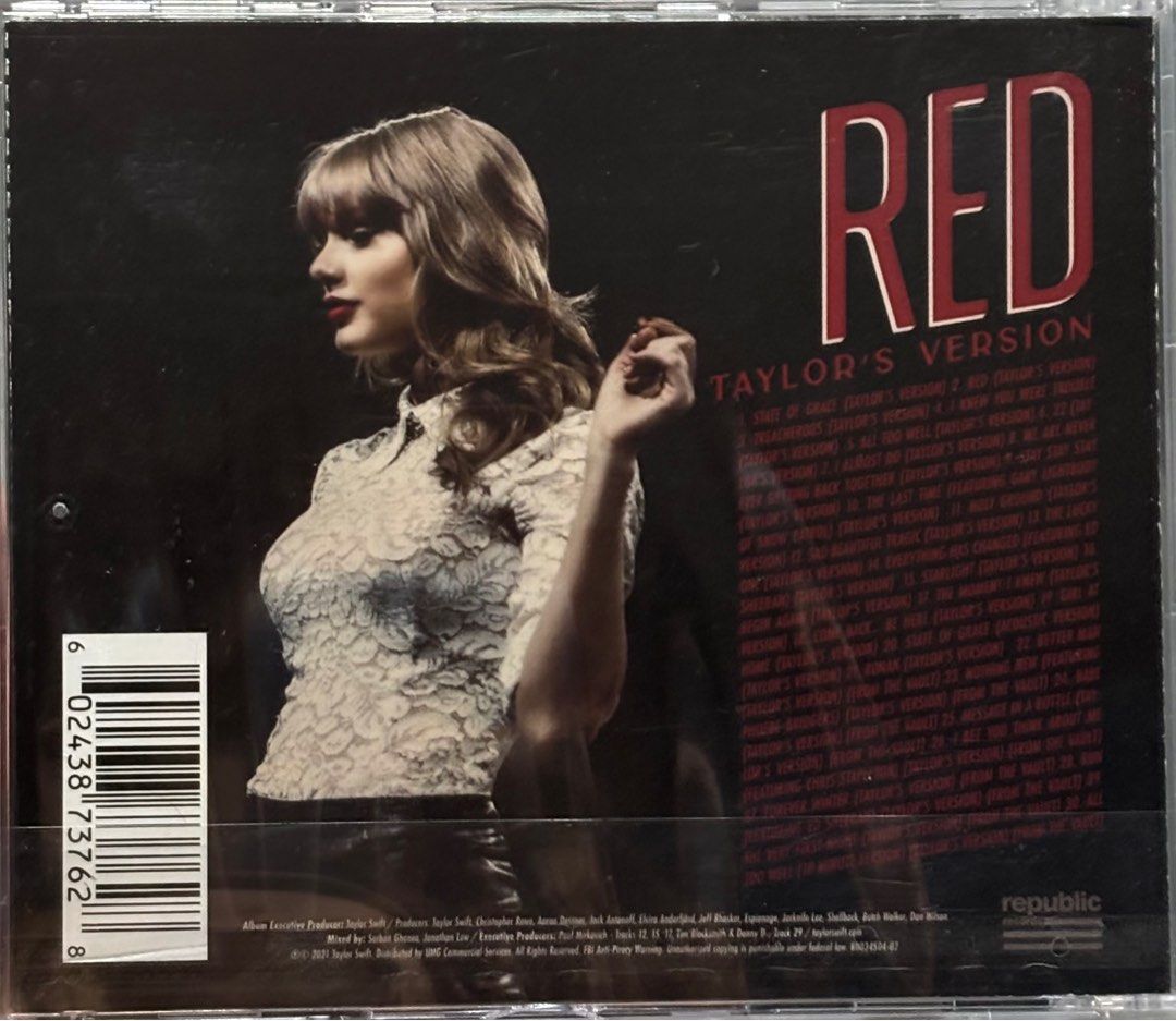 Taylor Swift - Red (Taylor’s Version) (Category: CDs & DVDs) located in Manila. Submitted by retromusic (Listing ID 1340648453, Image 2). Description: Unsealed but brand new yours for 1k + sf MOP Gcash PM me.