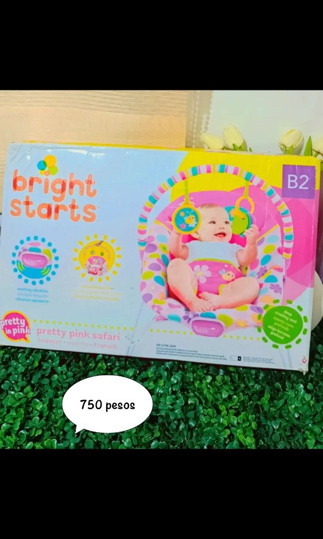 Bright Starts Bouncer Pretty Pink Safari Babies Kids Infant Playtime on Carousell