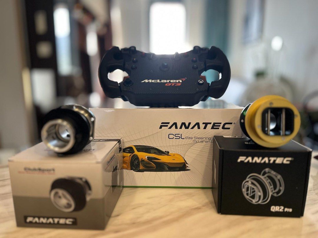 Fanatec McLaren GT3 V2 Steering Wheel with QR2 and QR1 Wheel Side 