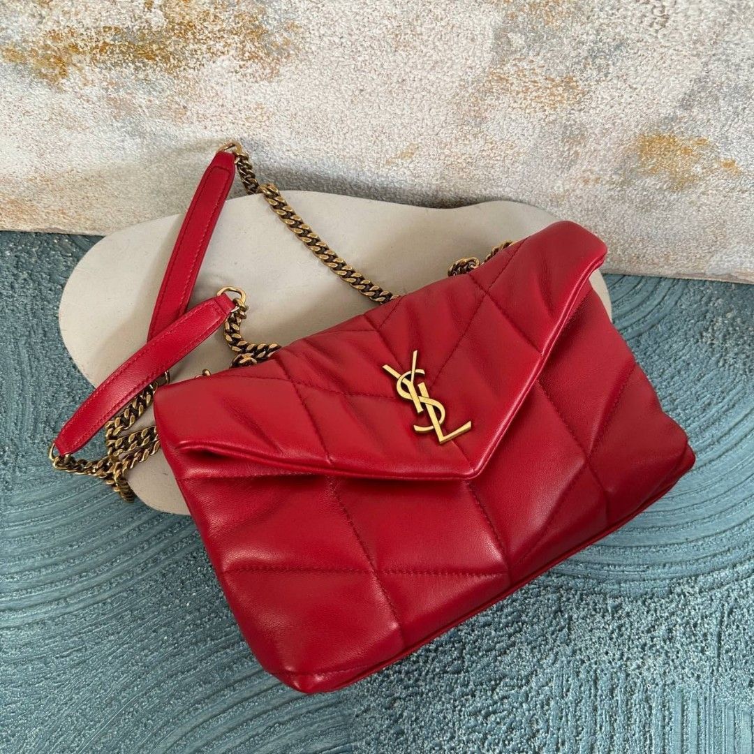 Fast Sale Last 1pcs New Arrival, New, YSL Mini Lou Lou Puffer Red Rouge  Ghw, 23 cm, •Nett, •Exclude ongkir 💖