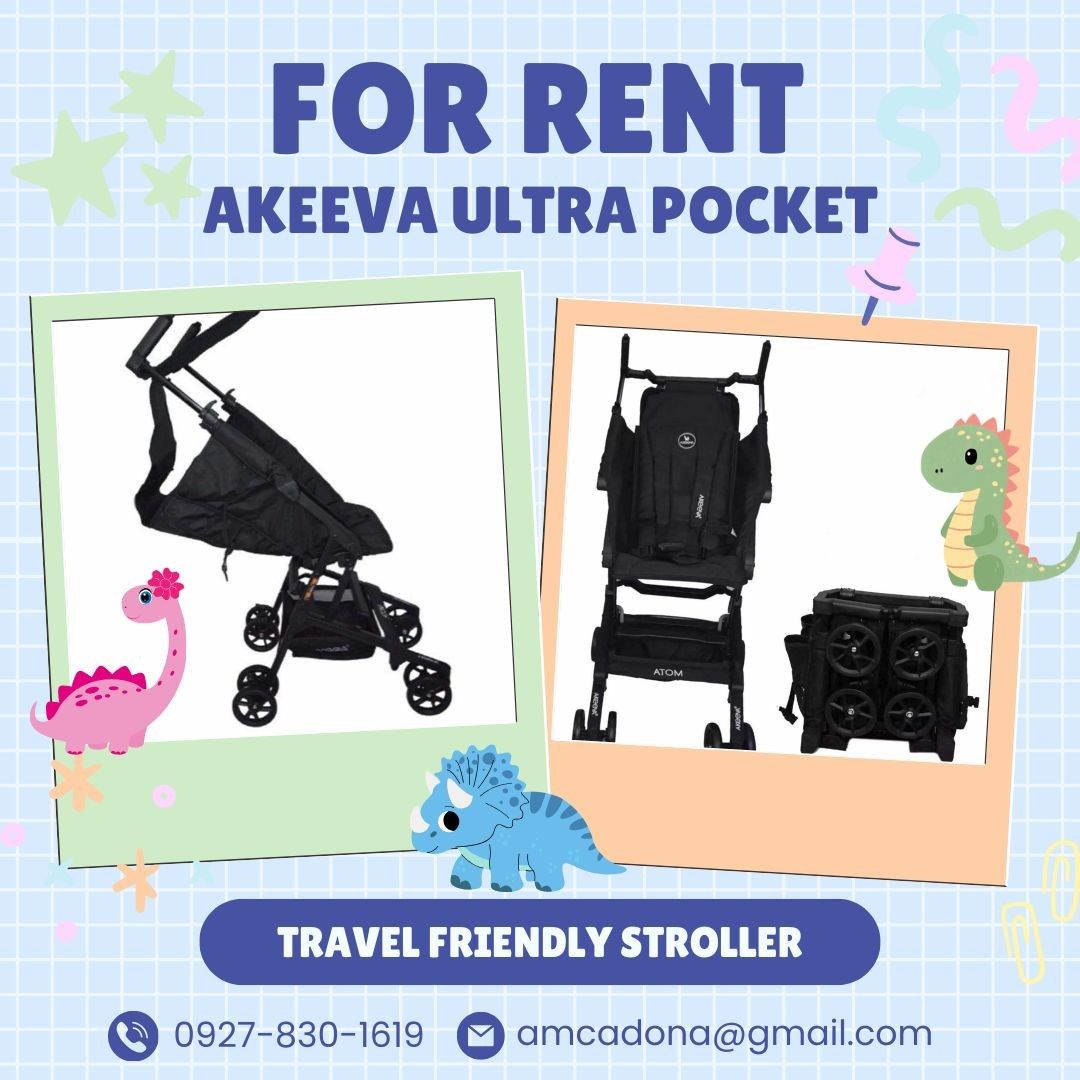 FOR RENT AKEEVA ULTRA POCKET (Category: Strollers) located in Quezon City. Submitted by amcadona (Listing ID 1340854848, Image 2). Description: Are you looking for a compact and lightweight stroller? Elon’s Akeeva Stroller is now open for Rent! If you’re planning for a vacation anytime soon, Akeeva Ultra Pocket Stroller is a must! Perfect for Family Travel🤗 For only 280 per day minimum 7 days☺️.