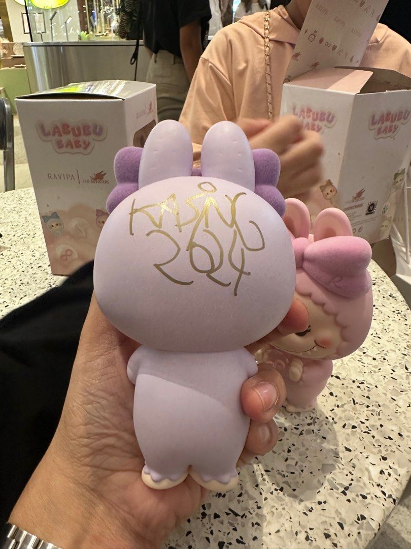 LABUBU BABY SIGNED BY KASING LUNG (Category: Designer & Blind Box Toys) located in Rizal. Submitted by lovelyscloset (Listing ID 1340704814, Image 2). Description: Signed by Labubu creator Kasing Lung. Available purple only Meetup or pickup.