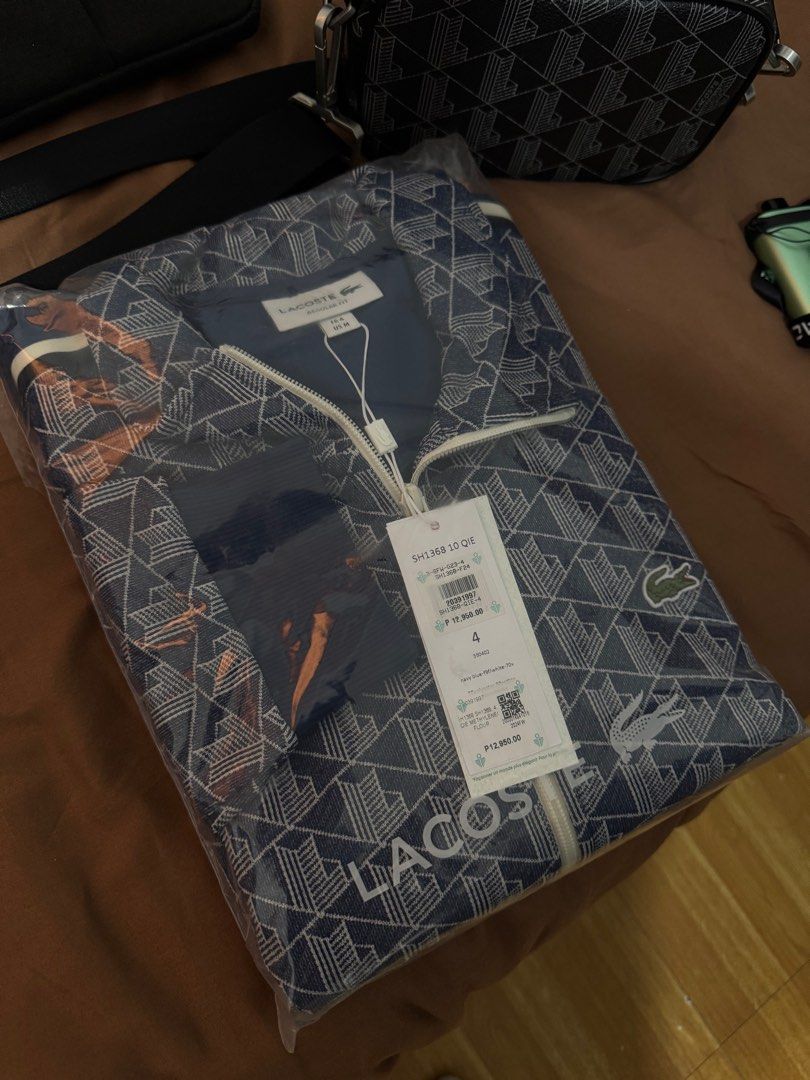LACOSTE Paris Jacquard Monogram Zipped Sweatshirt (Category: Coats, Jackets and Outerwear) located in Quezon City. Submitted by andresken (Listing ID 1340834449, Image 2). Description: Paris Jacquard Monogram Zipped Sweatshirt Size: US Medium Condition: No damage. Used once only. 100% Authentic with Receipt. SRP: 13,000 RSF: No repetition of branded clothes. MOP: Bank Transfer / Maya / Gcash MOD: Lalamove.