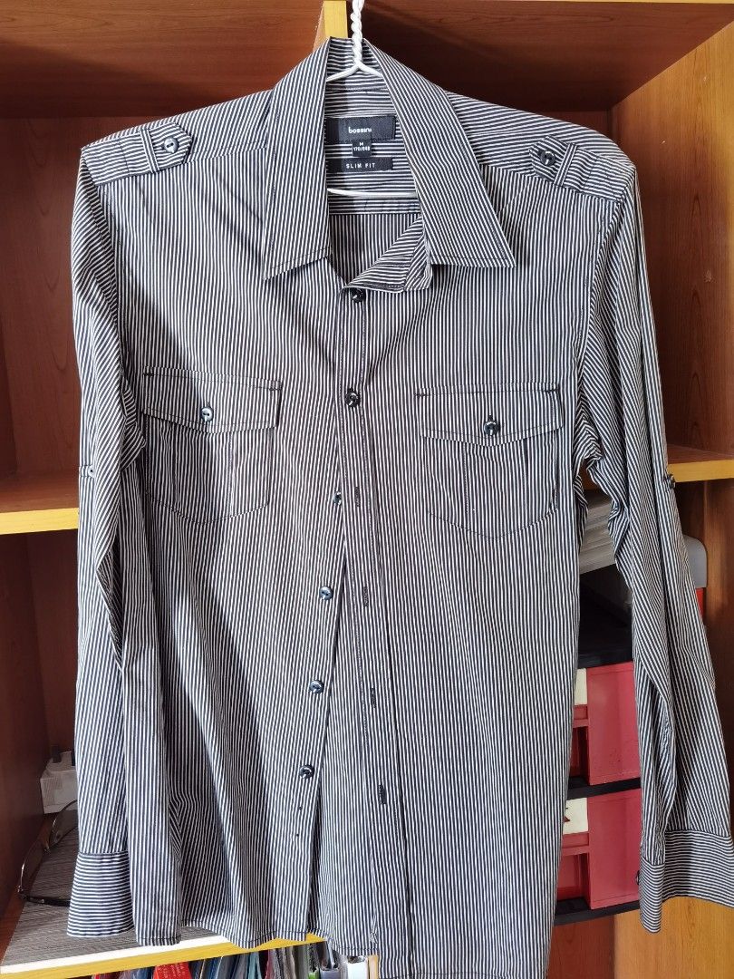 Men striped shirt (Category: Shirts) located in Singapore. Submitted by be_happyj (Listing ID 1340719804, Image 1). Description: Worn once. Pm me if need more pic or measurements. Self collection location can be discuss..
