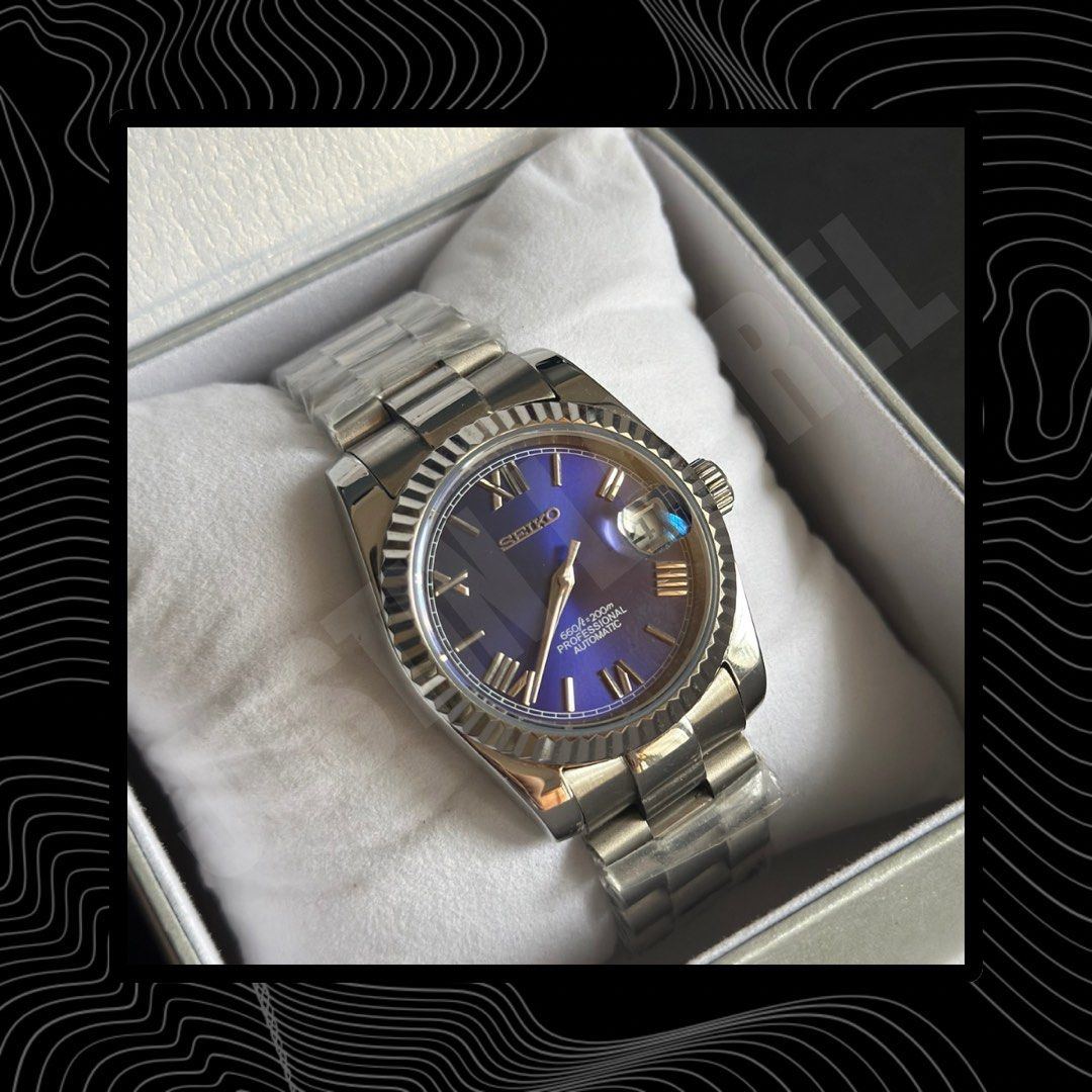 Seiko Mod Datejust (Cheapest on the market) (Category: Luxury Watches) located in San Pablo. Submitted by justinlaurel (Listing ID 1340817102, Image 3). Description: Seiko Mod Datejust for Sale (Pre-Order Only) PRICES STARTS AT ONLY ₱4,999! Cheapest on the market! • Available Sizes: 36mm or 39mm • Bracelets: Jubilee or Presidential • Bezels: Fluted or Smooth • Features: Sapphire Glass, Clear Caseback • Movement: Original Seiko NH35 movement (Maki