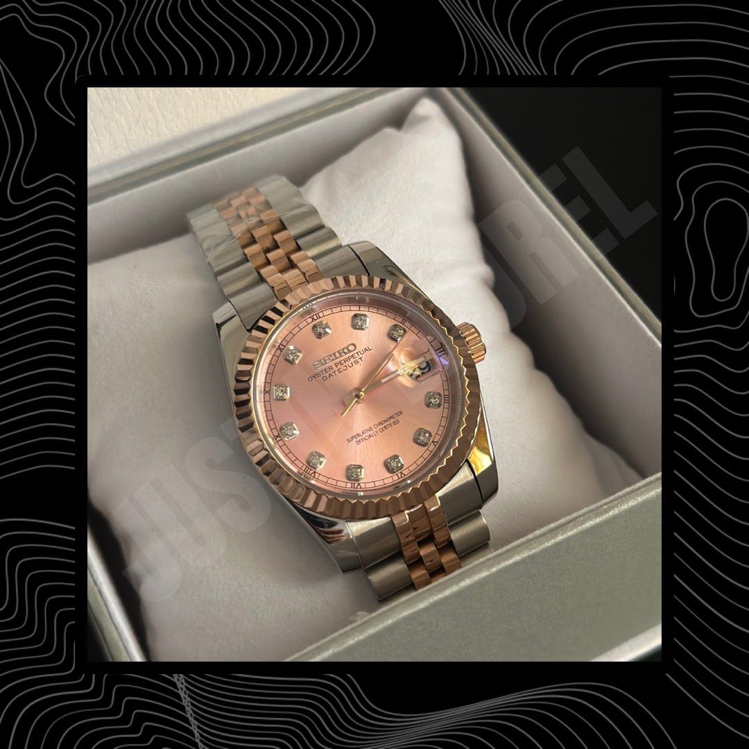 Seiko Mod Datejust (Cheapest on the market) (Category: Luxury Watches) located in San Pablo. Submitted by justinlaurel (Listing ID 1340817102, Image 2). Description: Seiko Mod Datejust for Sale (Pre-Order Only) PRICES STARTS AT ONLY ₱4,999! Cheapest on the market! • Available Sizes: 36mm or 39mm • Bracelets: Jubilee or Presidential • Bezels: Fluted or Smooth • Features: Sapphire Glass, Clear Caseback • Movement: Original Seiko NH35 movement (Maki