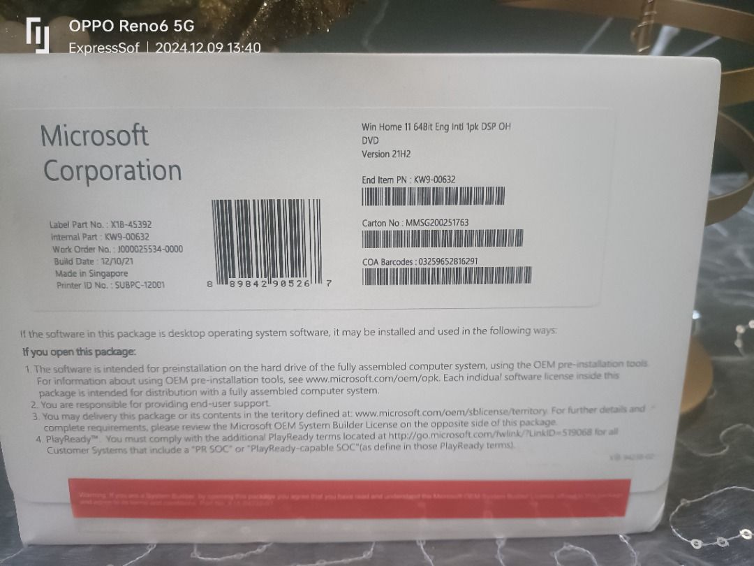 Windows 11 Home 64Bit English Intl 1pk DSP DVD Version 21h2 brand new ...