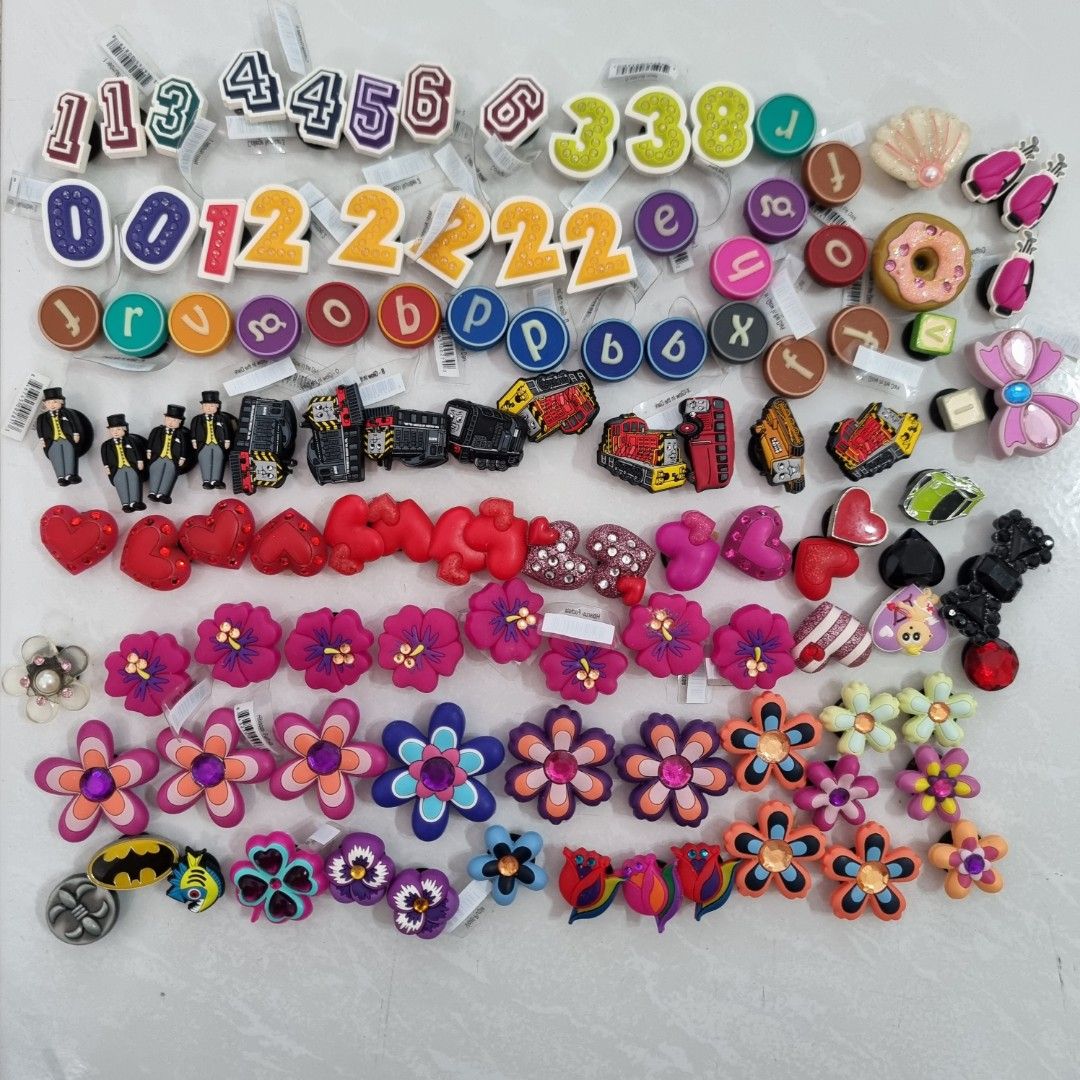 0.30 for 1 Crocs jibbitz flowers bows numbers spongebob doraemon heart golf cars letter alphabets
