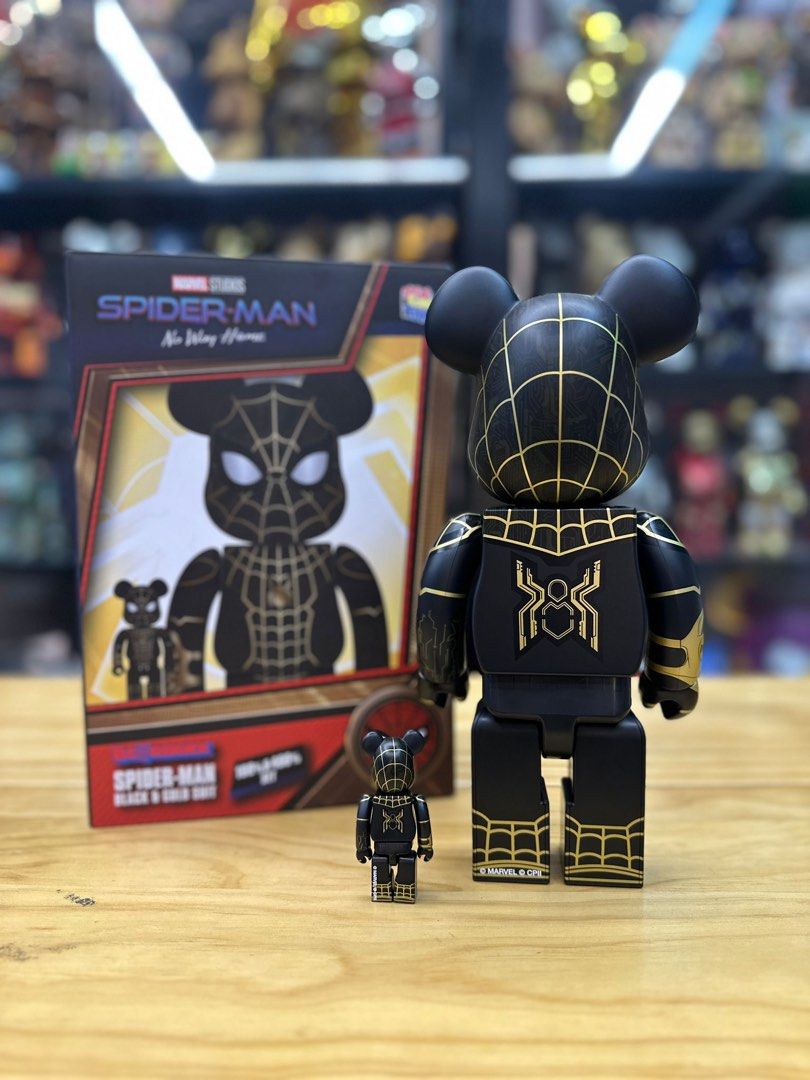100％ & 400％ BE@RBRICK SPIDER-MAN BLACK & GOLD SUIT, 興趣及遊戲 