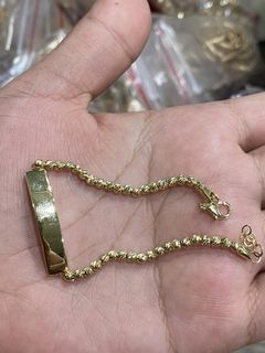 18K Saudi Gold ball I'd bar bracelet