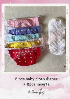 5 pcs baby cloth diaper & 11pcs inserts