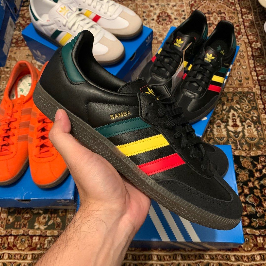 ADIDAS ORIGINALS SAMBA OG REGGAE RASTA BLACK WHITE