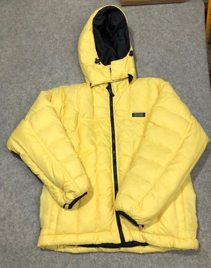 AIGLE Depuis THERMO KIT Heavy Fill Goose Down Winter Hooded Puffer Snow Yellow Thermal Jacket Men s Fashion Coats Jackets and Outerwear on Carousell