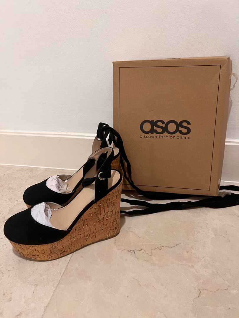 Asos black wedges on sale