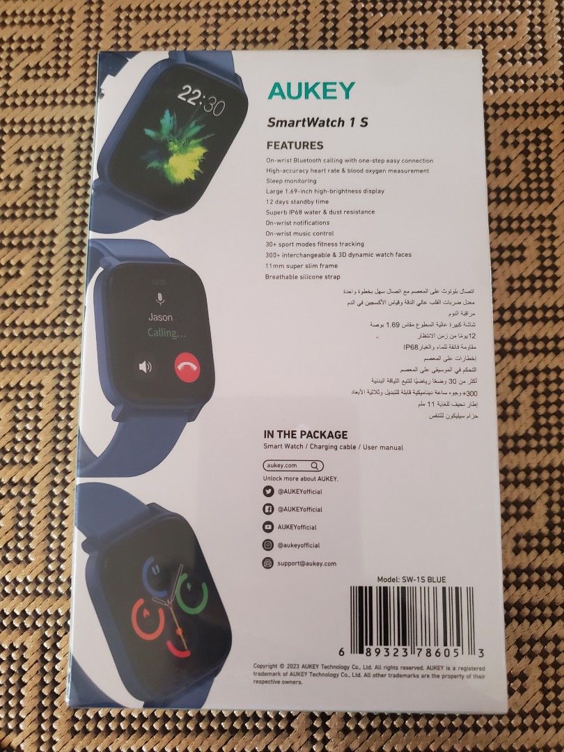 Aukey smart watch sw 1s 1s fitness tracker Sports Equipment