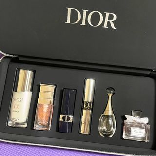 AUTHENTIC DIOR GIFT SET Black bag clutch miss Dior edp jadore perfume rouge lipstick capture totale serum prestige rose diorshow mascara 