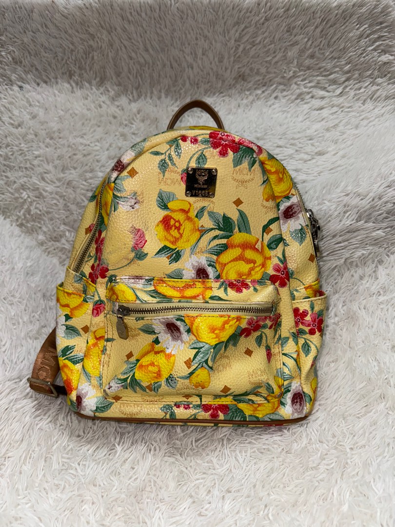 Mcm floral backpack cheap
