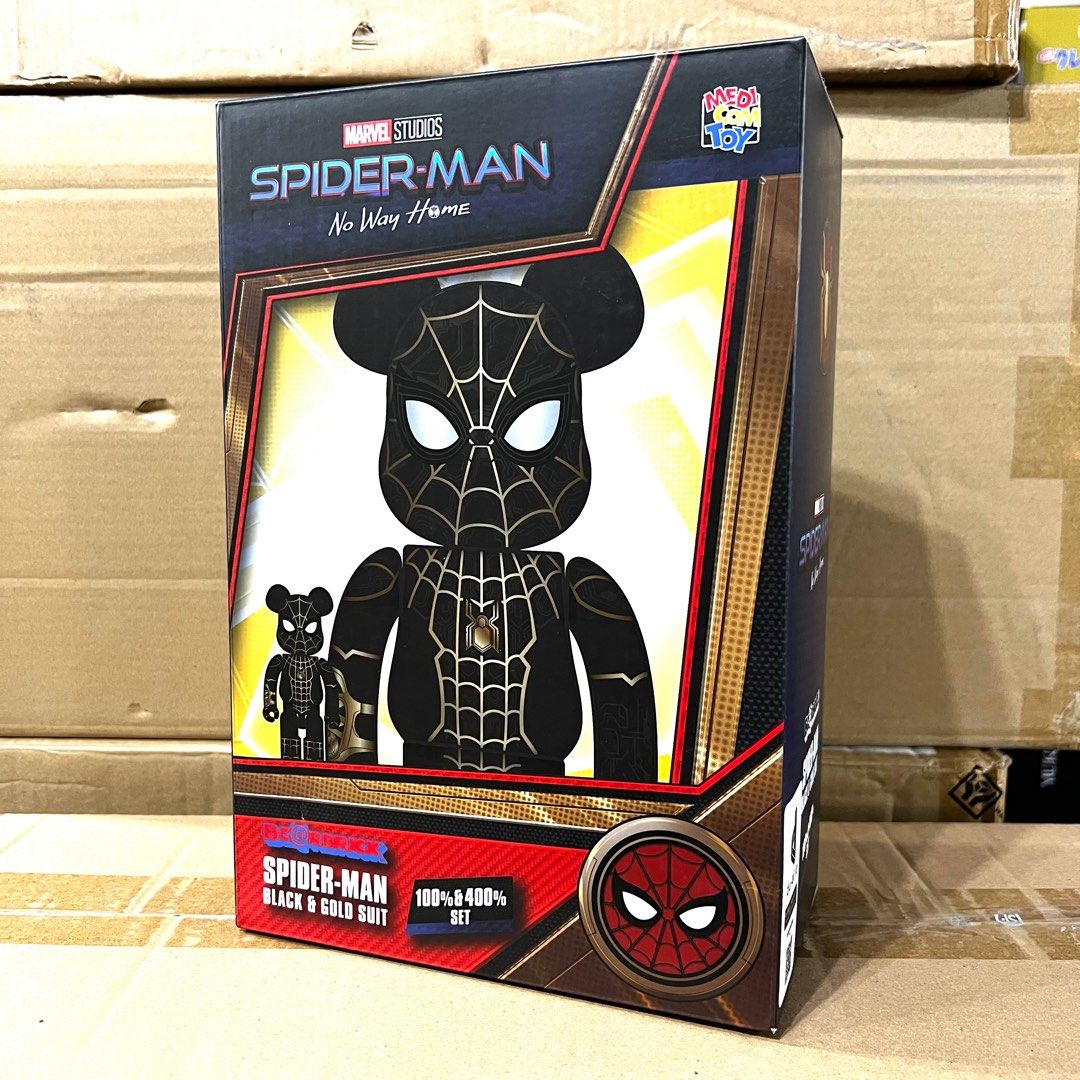 Bearbrick Be@rbrick Medicom Spider-man Spiderman Black & Gold Suit