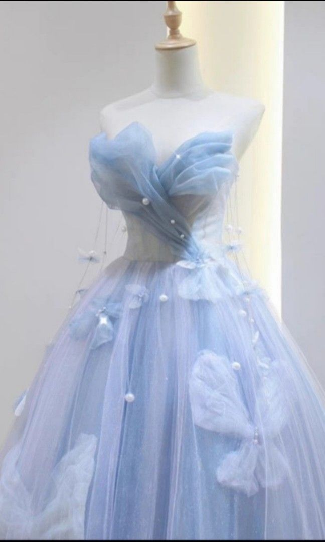 White dress with hotsell blue butterflies