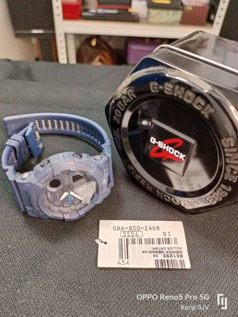Casio G Shock GBA 800 Blue color Bluetooth 48mm Men Full set but no card with box manual tag receipt 2 illuminator very bright seldom use good
