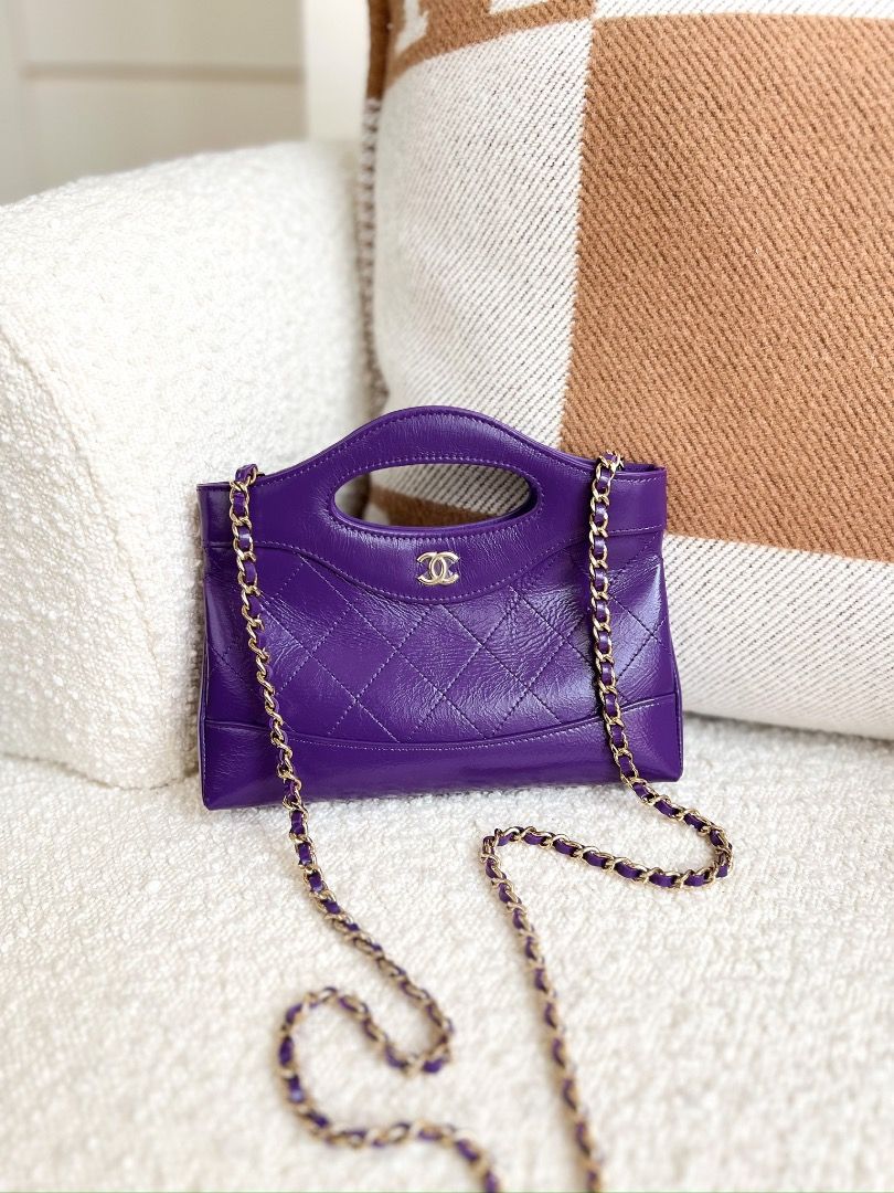 高速 割引 2024 東日本 Chanel Nano 31 Purple Gold Hardware 24C, 名牌, 手袋及銀包 小物