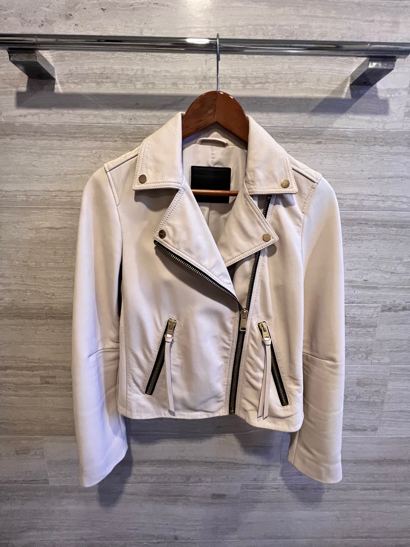 All saints cream leather new arrivals jacket