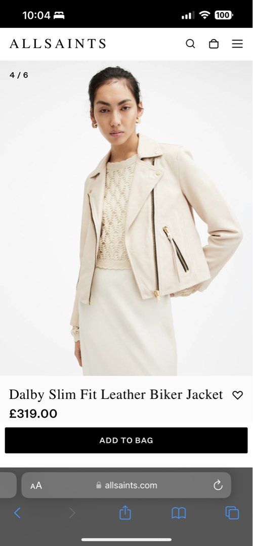All saints cream leather jacket online