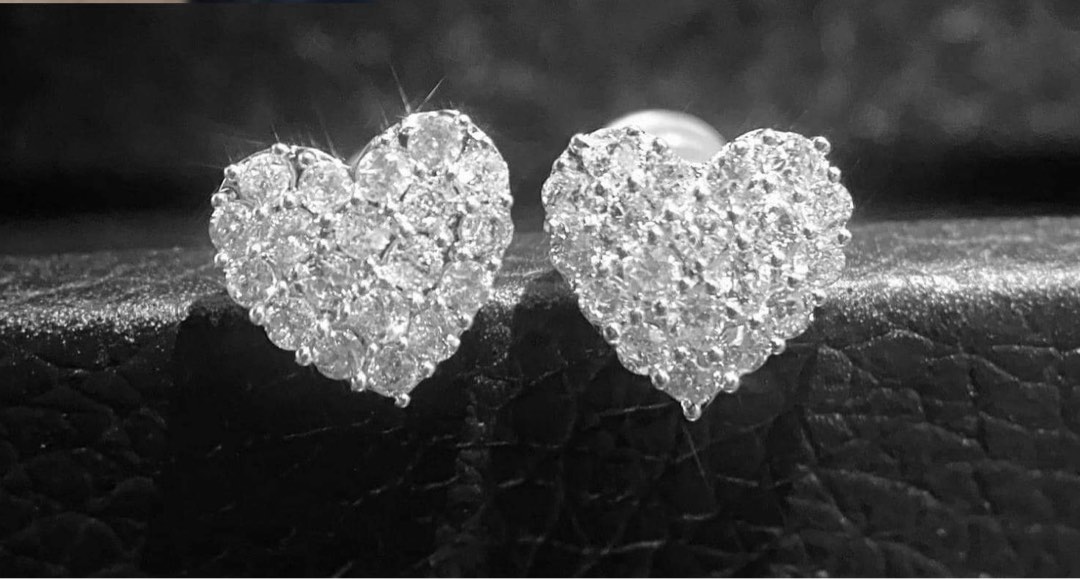 Diamond Heart Earrings Women s Fashion Jewelry Organizers Earrings on Carousell