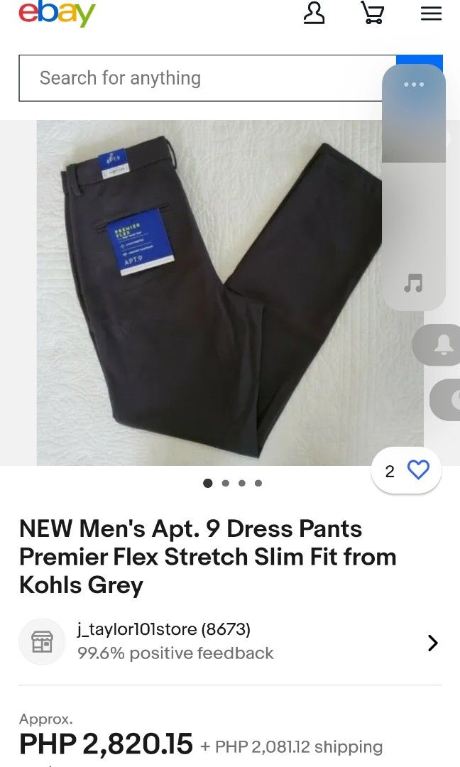 NEW Men's Apt. 9 Dress Pants Premier Flex Stretch Slim Fit from Kohls Grey