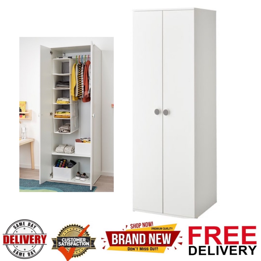 Free delivery brand new 2 Door Wardrobe GODISHUS Wardrobe White
