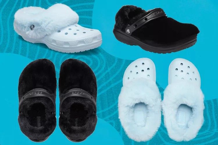 Fuzz Lined Crocs Black Fur Clogs