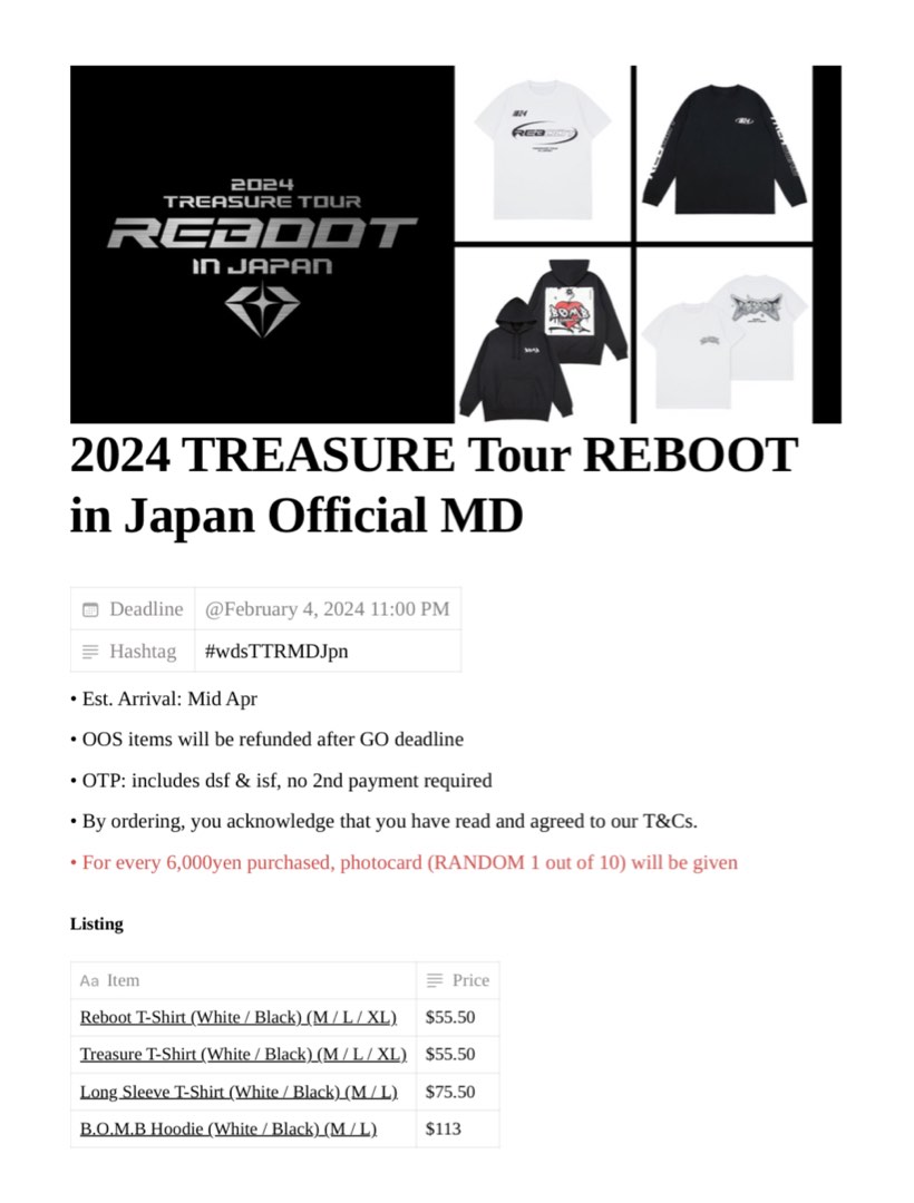 TREASURE REBOOT in Japan フーディー Limited-