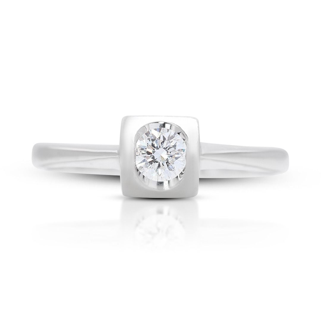 White gold cheap single diamond ring