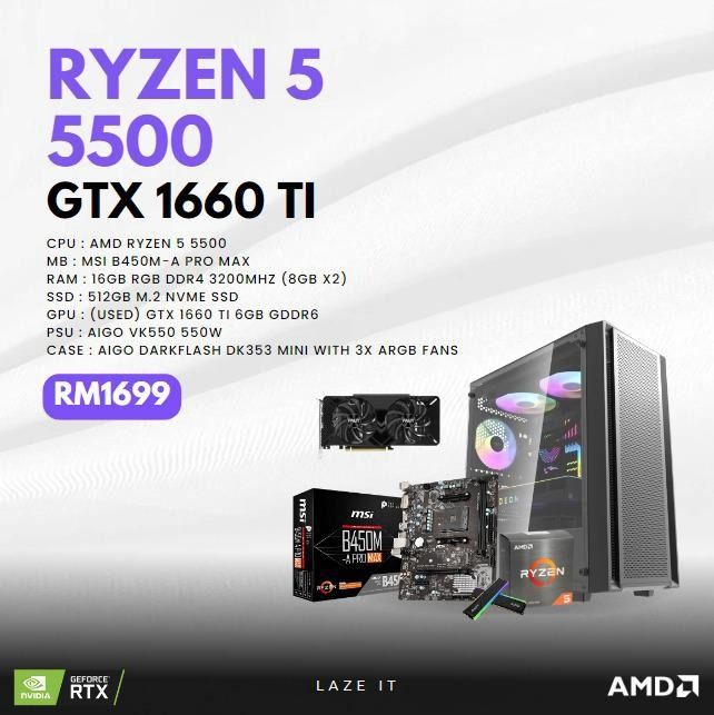 RYZEN 5 GTX 1660 SUPER TI GAMING PC PROMO