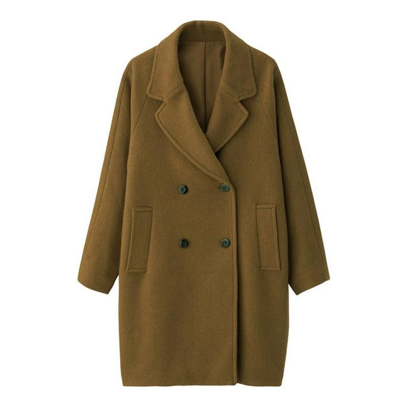 British Style Long Wool Coat in Green, Warm Coat Women, Vintage