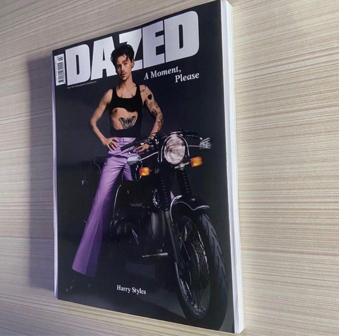 Harry Styles Dazed Magazine Motorcycle Cover (Category: Magazines) located in Paranaque City. Submitted by loveontour (Listing ID 1283606523, Image 2). Description: Harry Styles Dazed magazine cover (motorcycle). This is, like, new and I'm only selling this because my dad found and bought me a pair at a store in the US just when I have already impulsively purchased them in the website with a hefty shipping fee 😭 shipped from UK without a box, ju