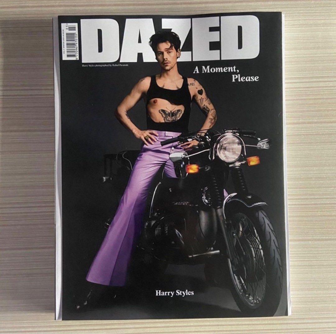 Harry Styles Dazed Magazine Motorcycle Cover (Category: Magazines) located in Paranaque City. Submitted by loveontour (Listing ID 1283606523, Image 1). Description: Harry Styles Dazed magazine cover (motorcycle). This is, like, new and I'm only selling this because my dad found and bought me a pair at a store in the US just when I have already impulsively purchased them in the website with a hefty shipping fee 😭 shipped from UK without a box, ju