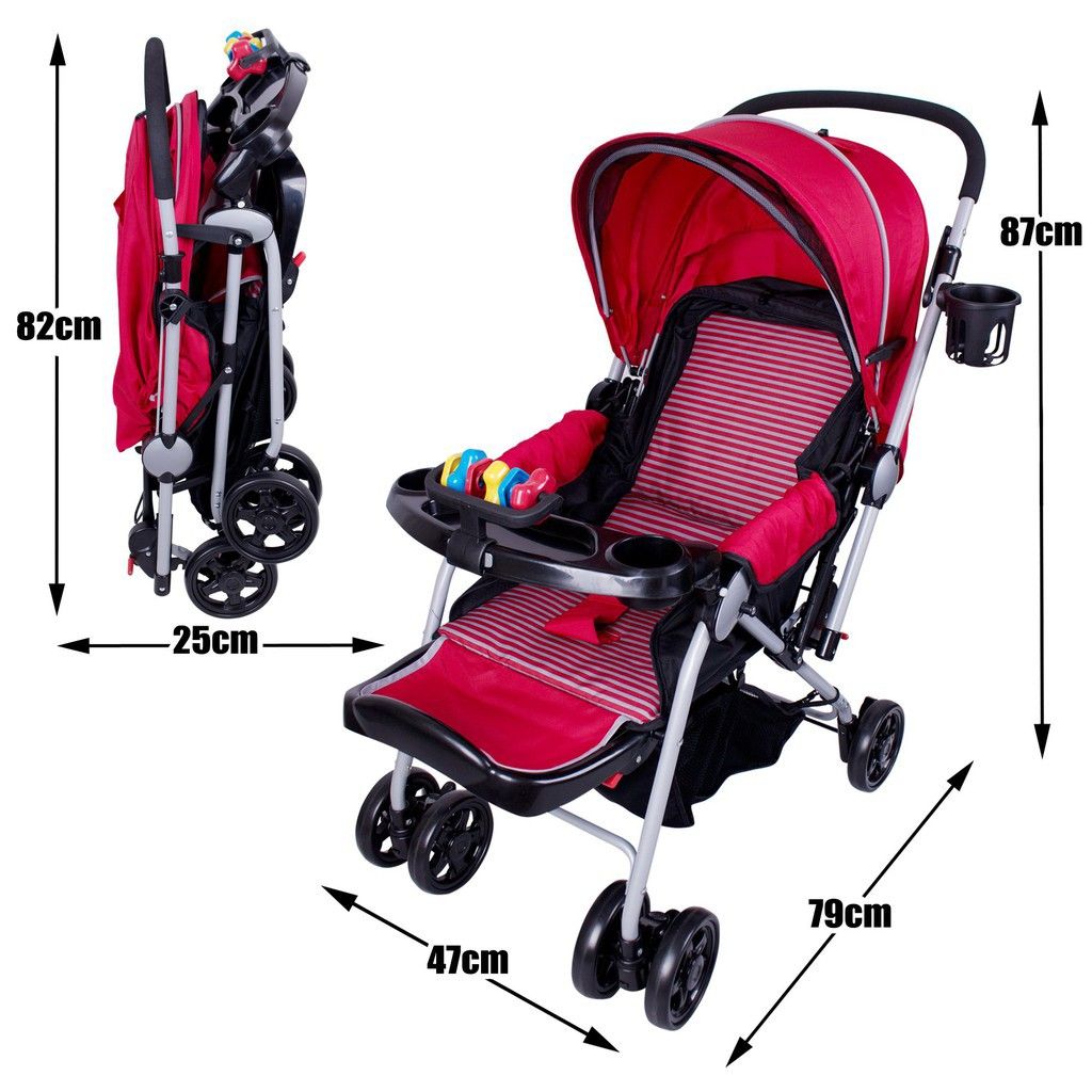 95 off. RUSH Heavy duty compact pram stroller. Reversible handle. Reclinable. Newborn to 3 years old. Babies Kids Going Out Strollers on Carousell