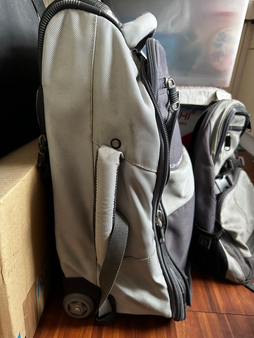 High Sierra Backpack & Luggage (Category: Backpacks) located in Manila. Submitted by loudanros (Listing ID 1283479468, Image 2). Description: Backpack can attach to the luggage trolley before but the zipper attachment can’t attach anymore I think so just use as a separate bag. Inside is durable :) Sold as a pair Trolley 52cm Ht. 40cm length 20cm width.
