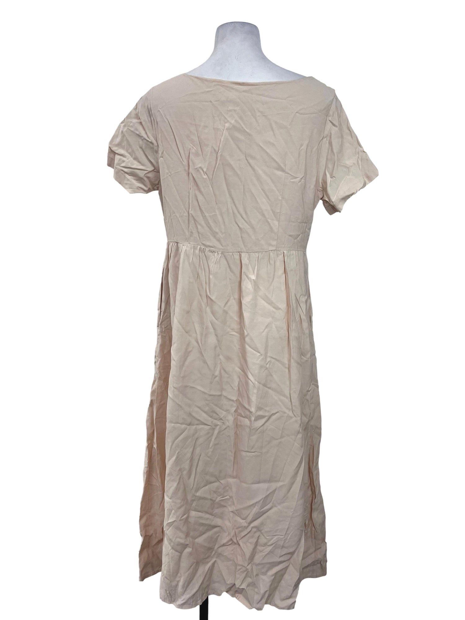 The Beige Lapel Button-up Sleeveless Mini Dress