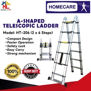 Homecare A-Shaped Telescopic Ladder 2x6 Steps