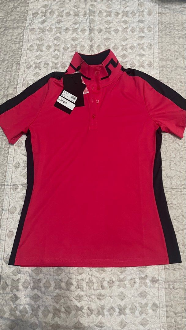 Red ladies golf shirt best sale
